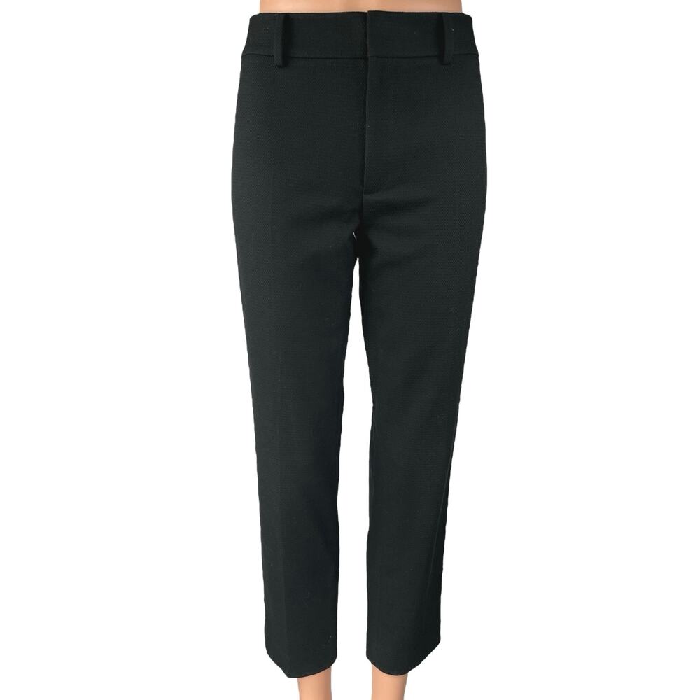 Club Monaco Women's Black Mid Rise Straight Cropped Trouser Dress Pants Size 4